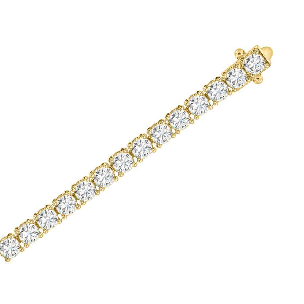 Classic 4 Prong Lab Grown Diamond Tennis Bracelet approx. 3 ct Yellow Gold flat view