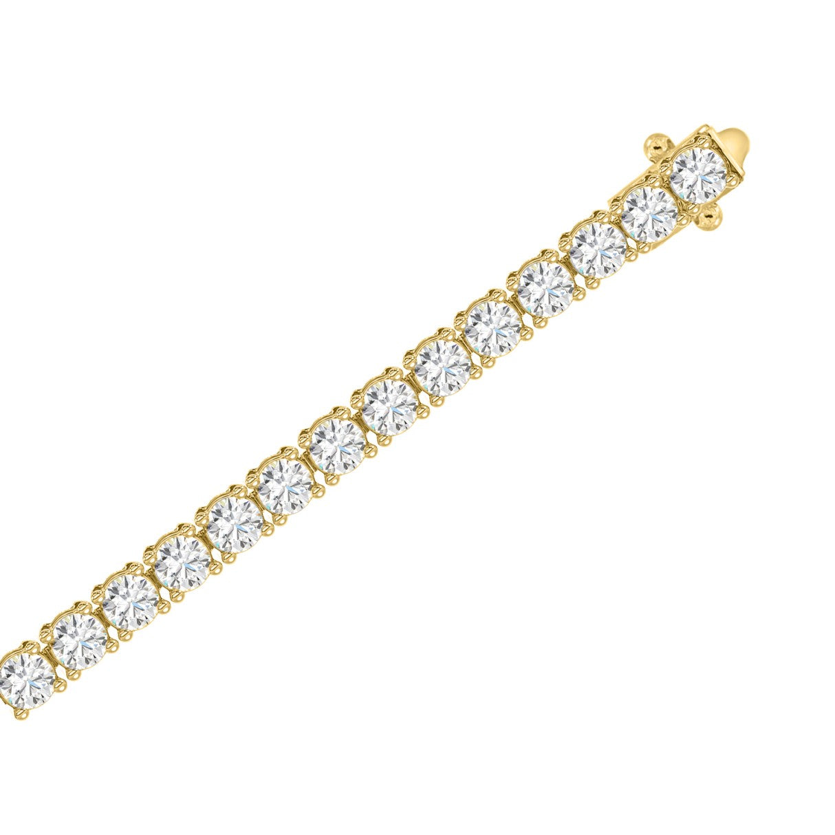 Classic 4 Prong Lab Grown Diamond Tennis Bracelet approx. 3 ct Yellow Gold flat view