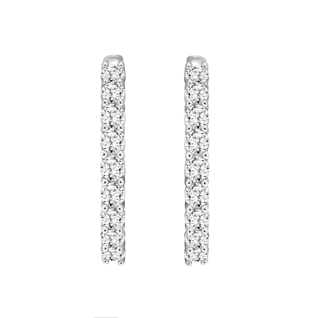 7 Carat Inside-Out Round Lab Grown Diamond Hoop Earrings White Gold flat view