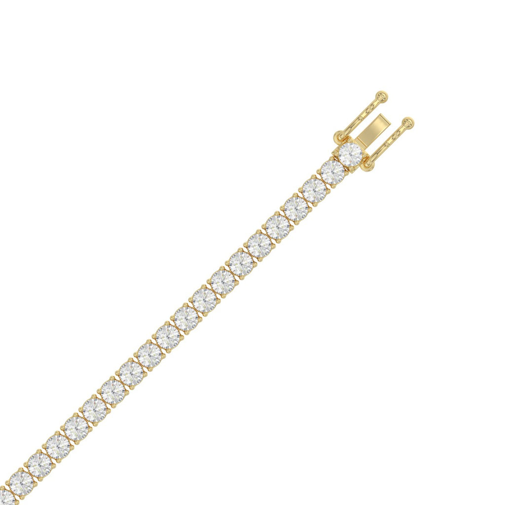 Classic 4 Prong Lab Grown Diamond Tennis Bracelet approx. 7 ct Yellow Gold flat view