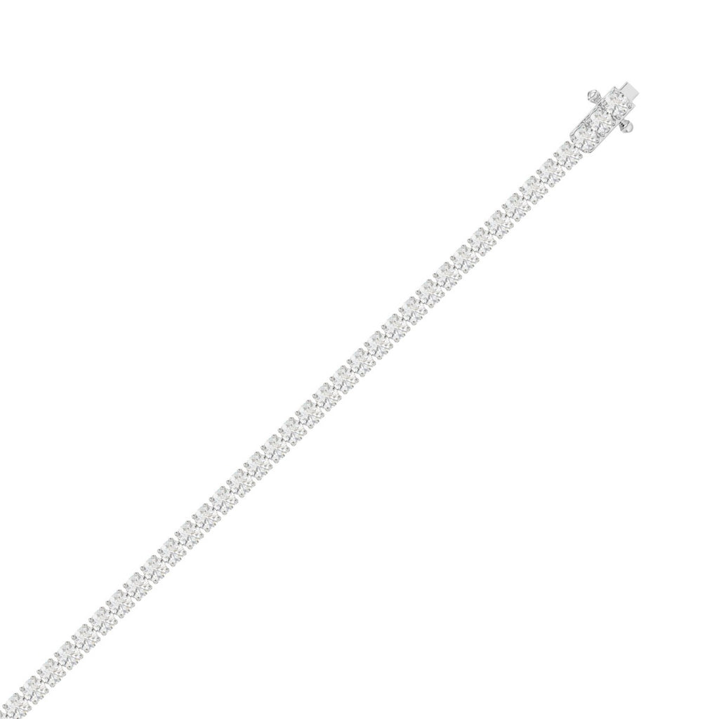 Classic 4 Prong Lab Grown Diamond Tennis Bracelet approx. 5 ct White Gold flat view