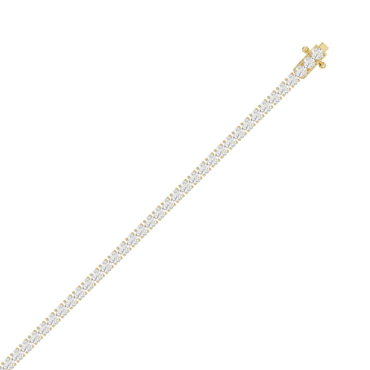 Classic 4 Prong Lab Grown Diamond Tennis Bracelet approx. 5 ct Yellow Gold flat view