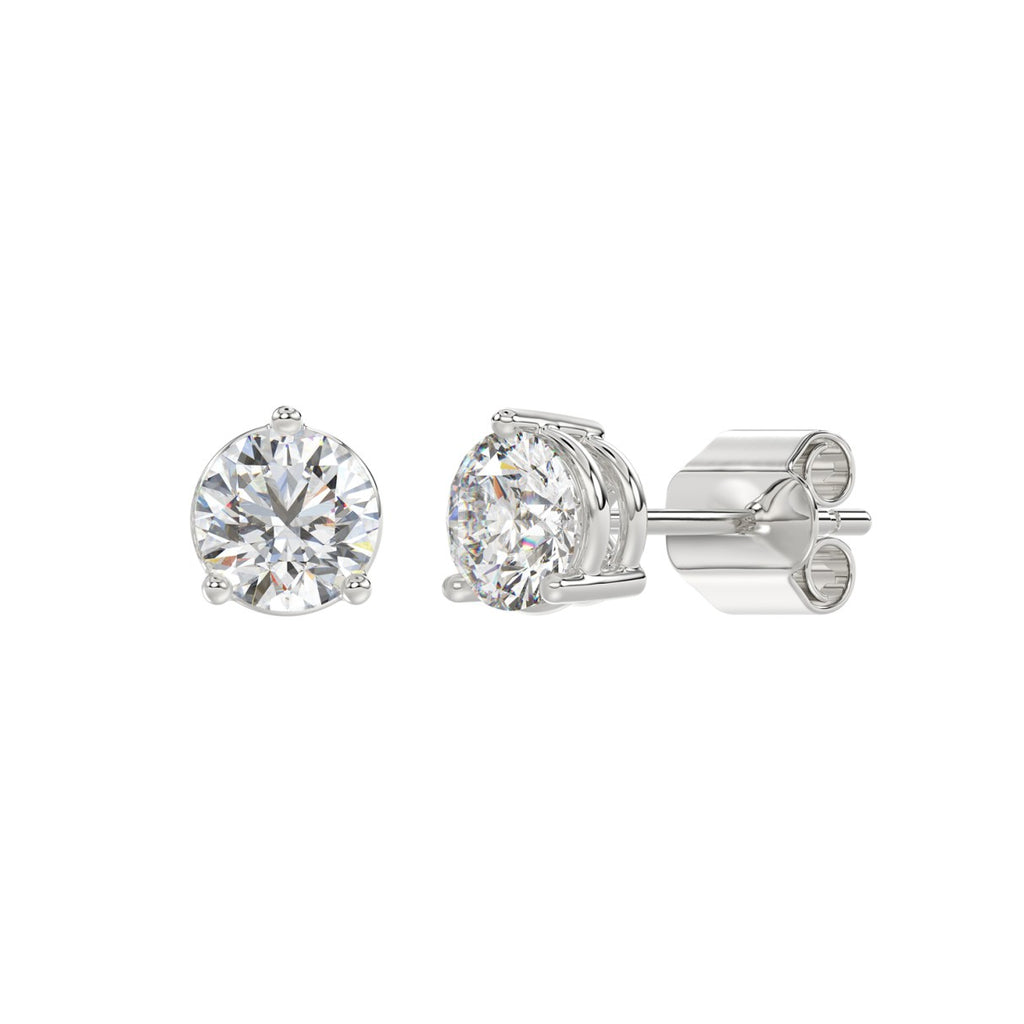 2.5 Carat Round Brilliant Lab Grown Diamond Stud Earrings White Gold flat view
