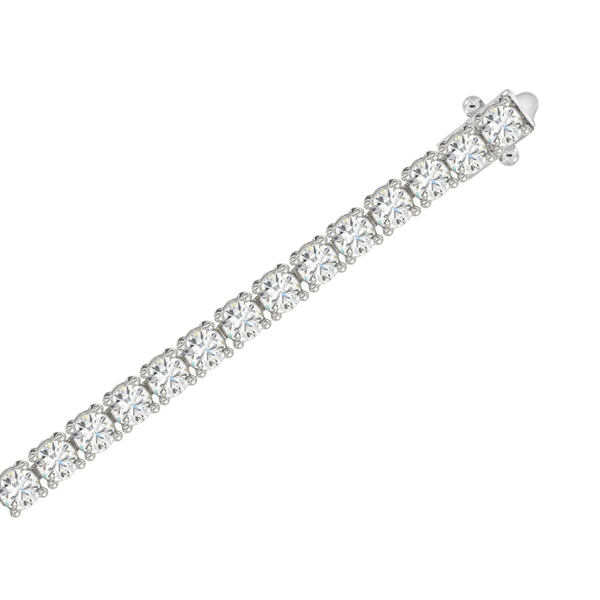 Classic 4 Prong Lab Grown Diamond Tennis Bracelet approx. 3 ct White Gold flat view