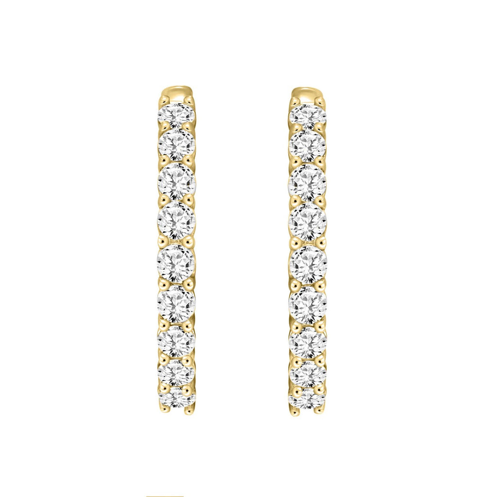 7 Carat Inside-Out Round Lab Grown Diamond Hoop Earrings Yellow Gold flat view